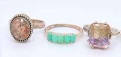 Sterling Silver Mixed Gemstone Ring Lot
