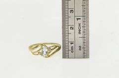 10K Yellow Gold Retro Sky Blue Topaz Diamond Bypass Fashion Ring