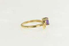 10K Yellow Gold Amethyst Diamond Vintage Heart Bypass Ring
