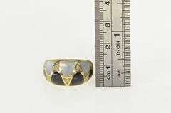 14K Yellow Gold Kabana Mother of Pearl Black Onyx Domed Ring