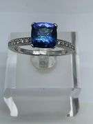 CERTIFIED 14K WHITE GOLD TANZANITE AND DIAMOND RING