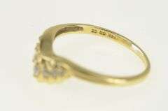 14K Yellow Gold Curved Petal Cubic Zirconia Wedding Band Ring