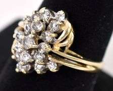 Sophisticated 14k Yellow Cluster Diamond Ring