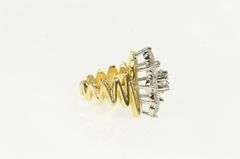 14K Yellow Gold 3.50 Ctw Diamond Cluster Zig Zag Statement Ring