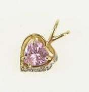 14K Yellow Gold Heart Pink Cubic Zirconia Diamond Accent Pendant