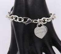 Trendy Tiffany & Co Heart Tag Charm Bracelet in Sterling Silver