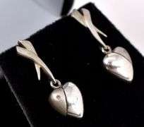 Heart Dangle Earrings in Sterling Silver
