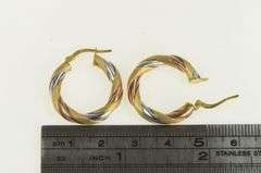 9K Yellow Gold 24.3mm Vintage Two Tone Statement Hoop Earrings