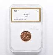 MS67 Red 1957 Lincoln Wheat Cent PCI