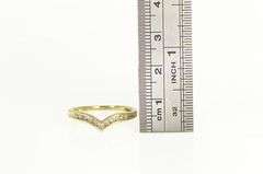 14K Yellow Gold Diamond Chevron Contour Wedding Band Ring