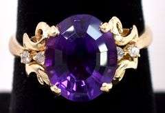 Distinguished Amethyst Gem Ring in 14K Yellow Gold