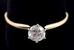 Dazzling Solitaire Diamond Ring In 14K Yellow Gold