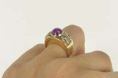 14K Yellow Gold 1960's Syn. Star Ruby Diamond Statement Ring