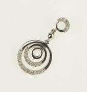 14K White Gold Diamond Layered Circle Vintage Drop Pendant