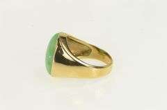 14K Yellow Gold Oval Jadeite Cabochon Vintage Statement Ring