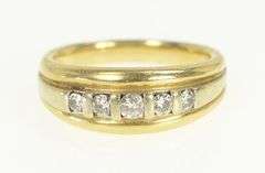 14K Yellow Gold 0.53 Ctw Men's Diamond Vintage Wedding Band Ring