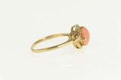 10K Yellow Gold Coral Cabochon Vintage Bypass Statement Ring