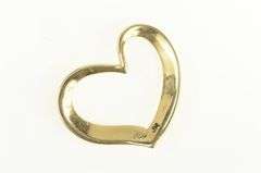 14K Yellow Gold Curvy Heart Vintage Classic Love Symbol Pendant