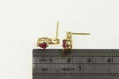 10K Yellow Gold Heart Syn. Ruby Diamond Accent Stud Earrings