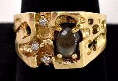 Charming Brown Sapphire and Diamond Men's Ring in 14K Yellow Gold