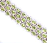 925 Sterling Silver Peridot 3 Row Bracelet