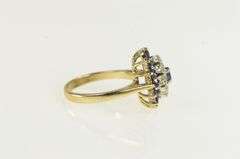 10K Yellow Gold Sapphire Diamond Halo Cluster Marquise Shaped Ring