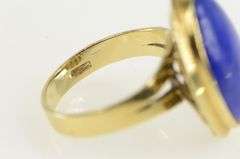 14K Yellow Gold 1960's Oval Lapis Lazuli Vintage Cocktail Ring