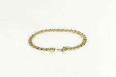 10K Yellow Gold Simple Vintage Diamond Wavy Link Tennis Bracelet
