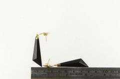 14K Yellow Gold Black Onyx Geometric Dangle Statement Earrings