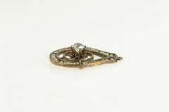 10K Yellow Gold Victorian Pearl White Sapphire Tear Drop Charm/Pendant