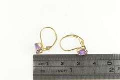 14K Yellow Gold Trillion Amethyst Ornate Lever Back Earrings