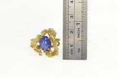 14K Yellow Gold Freeform Organic Syn. Star Sapphire Diamond Ring