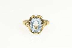 10K Yellow Gold Vintage Victorian Style Blue Topaz Ring
