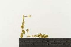 14K Yellow Gold Textured Nugget Pebble Fringe Tassel Earrings