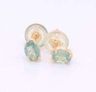 Elegant Yellow Gold oval Emerald Stud Earrings