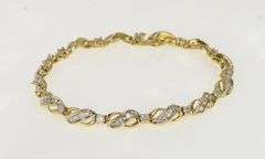 14K Yellow Gold 3.41 Ctw Diamond Wavy Infinity Link Tennis Bracelet