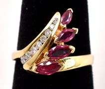 Exquisite Ruby and Diamond Ring in 14K Yellow Gold
