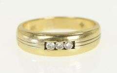 14K Yellow Gold Diamond Classic Vintage Wedding Band Ring