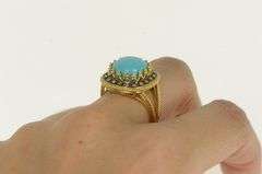 14K Yellow Gold Elaborate Turquoise Fancy Diamond Halo Ring