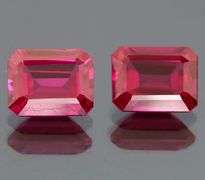 Top grade 6.20ct hot pink created ruby pair