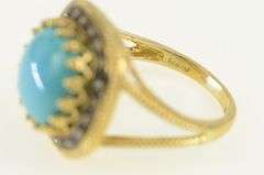 14K Yellow Gold Elaborate Turquoise Fancy Diamond Halo Ring