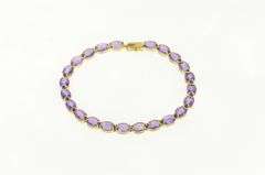 14K Yellow Gold Amethyst Vintage Ornate Statement Bracelet