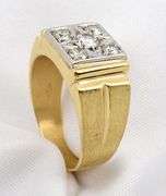 Sparkling Man's 14k YG Diamond Ring