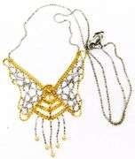 10K Gold & Sterling Mesh Beadwork Butterfly Necklace