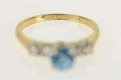 14K Yellow Gold Blue Topaz Diamond Accent Statement Ring