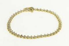 10K Yellow Gold Diamond Wavy Link Vintage Classic Tennis Bracelet