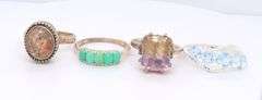 Sterling Silver Mixed Gemstone Ring Lot