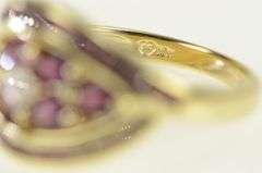 10K Yellow Gold Oval Tourmaline Diamond Curved Cluster Ring