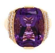 9.0ct Cushion Amethyst and 0.25ctw Diamond Ring in 18K