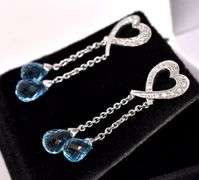 Angelic Heart Stud Earrings in White Gold